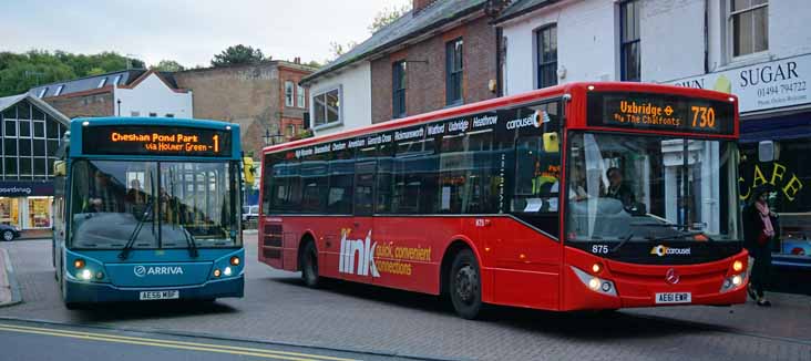 Arriva Shires MCV MAN 14.220 3743 & Carousel Mercedes O500LE 875